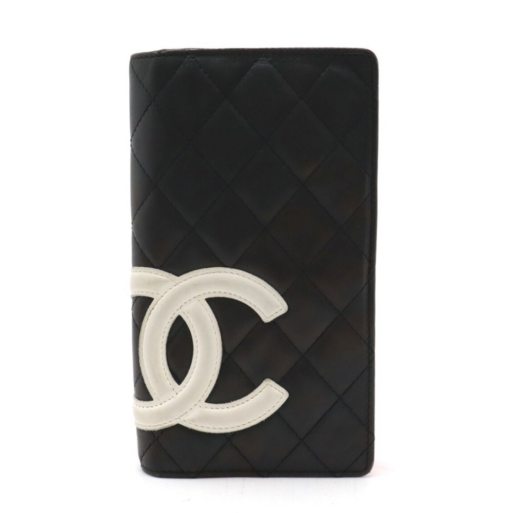 CHANEL Black Leather Logo Wallet